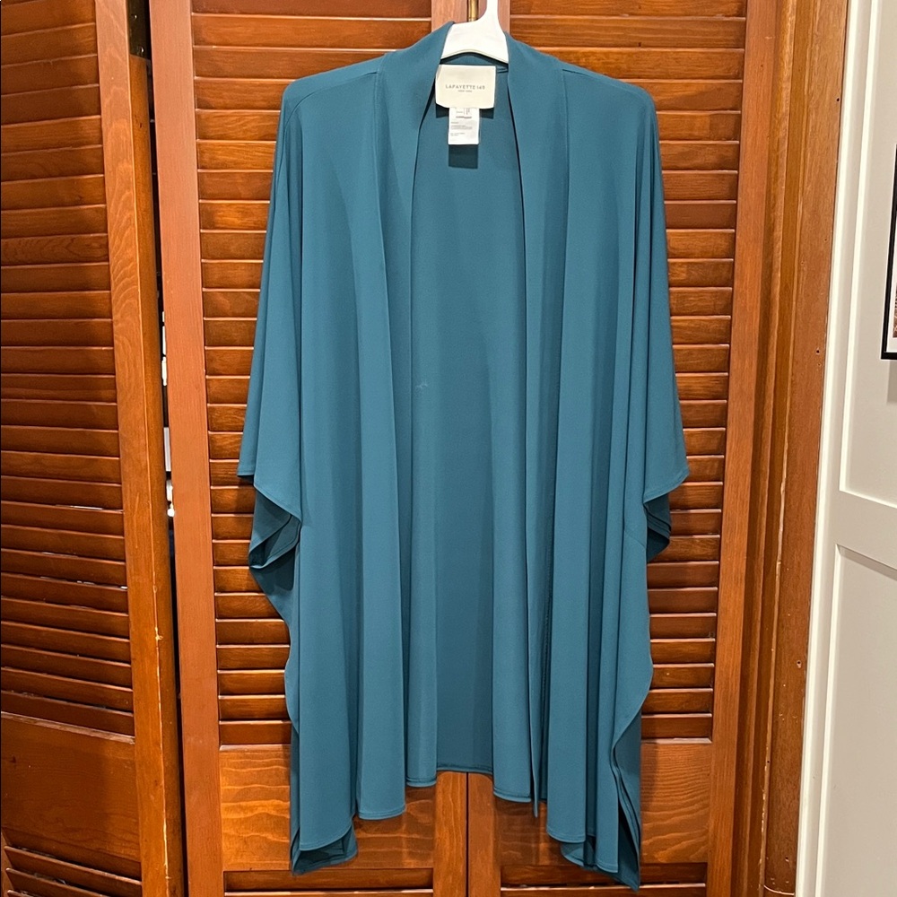 Lafayette 148 New York Stunning Teal Open Front Cardigan